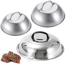 [BBQ工具] 1件不鏽鋼 6英吋/9英吋/11.4英吋 BBQ工具 鐵製煎鍋刮板 融化蓋 | 戶外露營野餐烹飪配件，9英吋約22.5cm，烤箱圓頂蓋 - 彩色 - 查看 1
