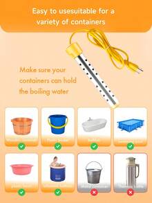 Mini Portable Stainless Steel Electric Water Heating Wand, With Intelligent Temperature Control, Automatic Power-Off To Prevent Dry Boiling, Efficient Heating, Uniform Heat Dissipation, High Durability, Suitable For Multiple Containers, And Meets The Hot Water Needs In Daily Life. - Xem 5
