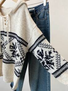 Women's Chinese Style Casual Long-Sleeved Hooded Sweater, Suitable For Autumn And Winter Wear, Casual Simple Style, Office Wear, Retro Style. Suitable For Daily Commuting, Spring Break, Vacation Wear, Concert Wear, Bohemian, Music Festivals