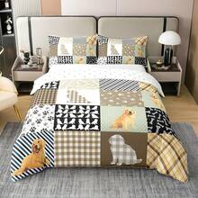 % Cotton Pink Dachshund Comforter Cover, Flower Floral Bedding Set, Kawaii Sausage Dog Duvet Cover, Lovely Puppy Quilt Cover, Soft Comfy, Dachshund Bedding - Black White - 查看 11
