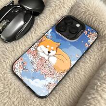 Funda de Teléfono Diseño de Perro Shiba Inu Durmiendo con Flor de Cerezo Azul Transparente para iPhone 14 13 12 11 Pro Max y  Galaxy S23 S22 S21 S20 Adecuada para Todas las Estaciones Elección de Regalo Perfecta - Plateado - Ver 5