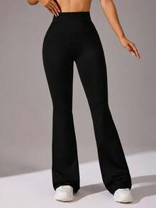 3 Pcs Women's Wide-Leg Pants, Thin Flexed Flared Pants, Outdoor Sportswear, Fitness And Yoga, Home Casual Flared Pants,High-Waist Tummy Control Leggings,Curvy Enhancement Fitness Pants - Black + Gray + Red - View 5