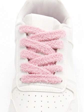 1 Pair Fluffy Pink Shoelaces, Suitable For Skate Shoes, Canvas Shoes, Casual Shoes