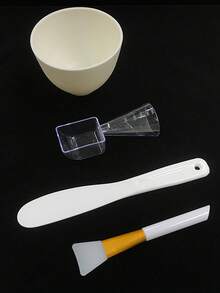 Set de 4 piezas de tazones de mezcla de silicona con diseño de trébol, kit de herramientas de mezcla de mascarilla DIY, que incluye cuchara de mezcla, paleta de madera y cepillo suave para mascarilla, adecuado para cuidado de spa y salón de belleza - Multicolor - Ver 9