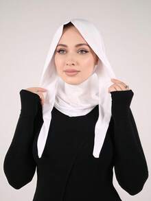 1 Stück Damen Einfarbige Balaclava Stirnband mit Kordelzug, elastisches Turban, atmungsaktiv und bequem, geeignet für den Alltag, Sport, Yoga, Fitness und modisches Tragen - Weiss - Übersicht 2
