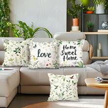 4pcs Pastoral Floral & Plant Pattern Pillow Covers, Single-Sided Printed Cushion Covers, Suitable For Living Room, Bedroom, Home Decor, All Season
