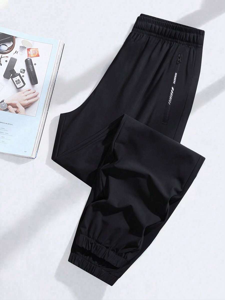 1 buc. Pantaloni sport casual pentru adolescenți și băieți, cu talie elastică, lejeră - Negru - Vizualizare 1