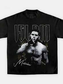 Islam Makhachev High Quality Tee, Boxing T-Shirt, Shirt, Fighter Tee, Graphic Boxing Champ T-Shirt - Black - View 1