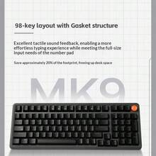 Lenovo MK9 98-Key Mechanical Keyboard, Ergonomic Design, Linear Feel, Full N-Key Rollover, Compatible With Laptops And Desktops, Wired Keyboard For Office Work And Gaming. - Cherry Blossom White (Red Axis) - View 3