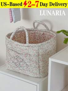 1Pc Floral Print Quilted Storage Basket Laundry Basket Large Capacity Portable Storage Bag Foldable Snack Basket With Handle For Women And Girls Cosmetic Storage Basket Toy Storage Basket Skincare Storage Basket Women Makeup Storage Multifunctional Storage Basket Cosmetic Organizer Home Decor Livingroom Bedroom Decor Bathroom Decor - 彩色 - 查看 12