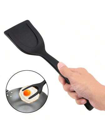 1 pieza Espátula y pinza multifuncional de nailon 2 en 1, espátula de nailon para freír huevos, voltear alimentos, tostar pan, freír pescado