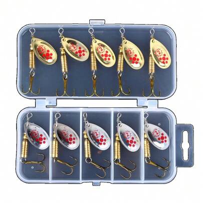 10pcs Metal Sinking Fishing Lures Kit: VIB Spinner Spoon Baits For Freshwater & Saltwater - Perfect For Anglers