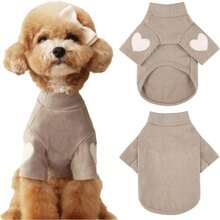 Sweater para Perro, Sudaderas para Cachorros pequeños y medianos, Camisetas para Mascotas con Patrones en Forma de corazón para Mantenerse Calientes (,)(Café Medium) - Multicolor - Ver 2