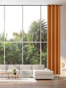 1pc Minimalist Orange Blackout Curtain Fabric, Suitable For Living Room, Bedroom, Balcony, Soft & Washable - Orange - View 7