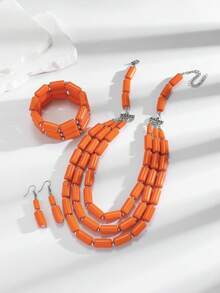 Bộ 3 dây chuyền áo len đính hạt acrylic nhiều lớp phong cách Bohemian cho nữ - Bộ ba món - Xem 3