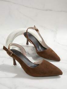 Women's Pointed Toe Buckle Design Fashion High Heel Sandals For Daily Wear - Rust Brown - View 6