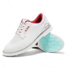 男士高尔夫球鞋，透气、轻便、无钉、休闲款式 - 白紅 - 查看 8