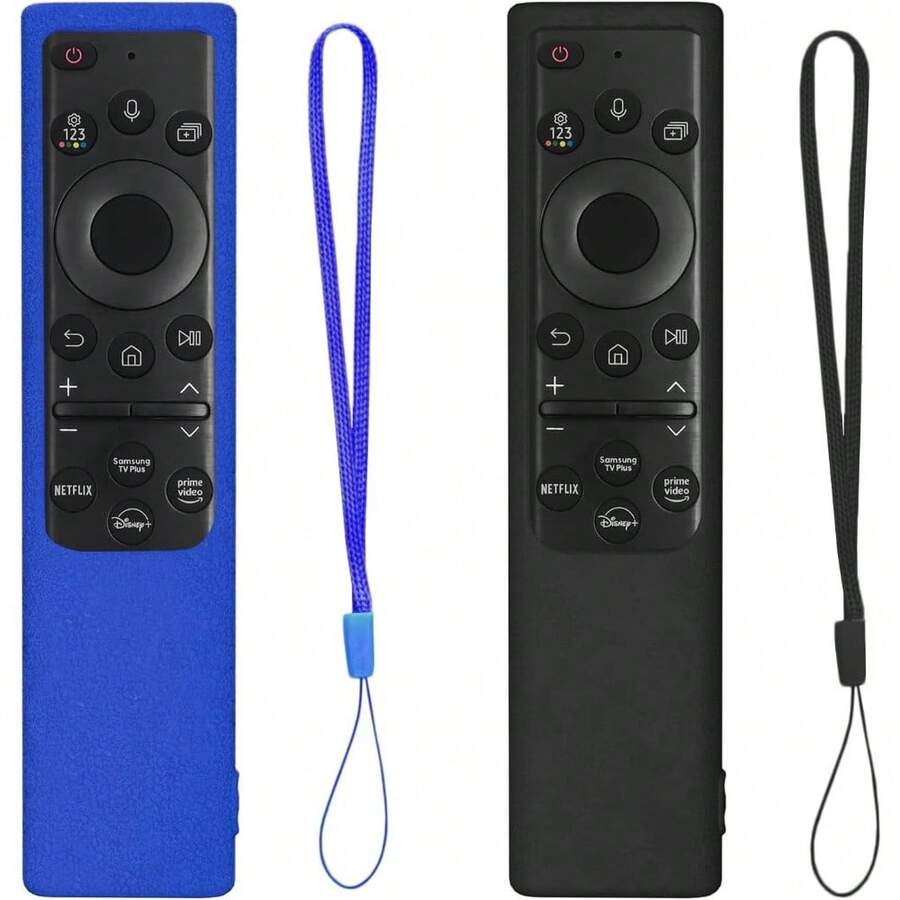 Silicone Remote Cover For Samsung Smart TV Solar Cell Remote 2021-2022 (2-Pack) - Glow-In-Dark Anti-Slip Protective Case | Compatible With BN59-01357/BN59-01385/BN59-01265A - Đen không phát sáng + Xanh nước biển không phát sáng - Xem 1