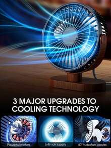 USB Powered Desktop Fan, Mini Electric Fan (Wood Grain Base, Compact With Hook), Suitable For Home Office, Bedroom, School, Outdoor Camping And Travel - Multicolor - View 9