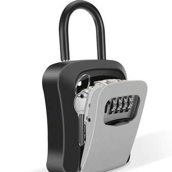 1pc Portable 4-Digit Combination Key Lock Box, Weather-Resistant, Resettable Password, Secure Outdoor Storage For House Keys And Real Estate Agent Spare Keys