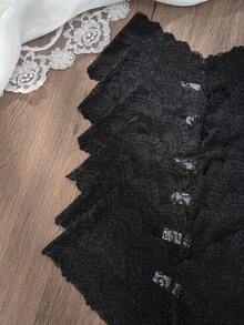 6pcs/Pack Women's Everyday Lace Sexy Briefs - Black - View 5