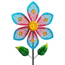 Metal Wind Spinners For Garden Decor - Outdoor Windmill Sculptures, Durable Yard Art ​Wind Spinners Metal Wind Spinner For Patio Lawn Ornament, Vibrant Red & Blue Garden Spinners Outdoor