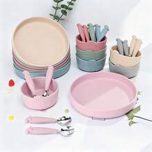 Bộ 4 bát ăn dặm bằng silicon cho trẻ em, họa tiết khủng long, thìa thép không gỉ 304 và đĩa silicon có đế hút, phù hợp cho trẻ sơ sinh và gia đình, chịu nhiệt, dễ vệ sinh, dùng được trong lò vi sóng và máy rửa chén. - Nhiều màu - Xem 1