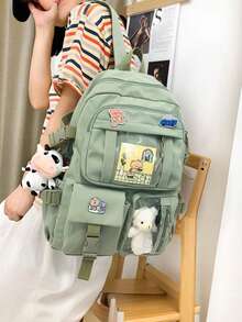 Korean-Style Cute Japanese Campus Backpack For Girls: Large Capacity Laptop Backpack New Korean-Style Fresh Fashion Campus Backpack For Junior High Girls Versatile Casual Backpack For High School Students Lightweight Travel Backpack For Hiking & Travel Stylish High School Backpack & Laptop Case - 彩色 - 查看 6