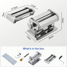 Pasta Roller And  Machine Dual Width Noodle Maker For Pasta, Spaghetti, Fettuccine, Lasagna 2 In 1 Heavy Duty Stainless Steel With Cleaning Kit - Silver - View 4