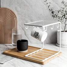 1个节省空间的双层玻璃杯晾干架 - 创意马克杯和咖啡杯架，带沥水功能，非常适合厨房和浴室收纳