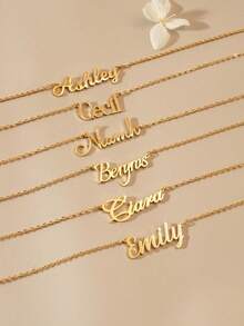 1 Personalized Customized Name Necklace, Stainless Steel Jewelry Pendant Necklace, Customized Christmas Gift, Bridesmaid Fashion Accessory, Simple And Casual Old Money Style, Colorful Football, Mom Style, Customized Exclusive And Unique Gift Suitable For Girlfriend, Mom, Family, Friends, Daughter, Anniversary, Birthday, Daily Wear, Graduation Ceremony, Mother's Day, Valentine's Day, Wedding, Christmas Gift, Mother's Day Gift - Gold 2 - View 7