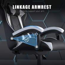 GartistGo Ergonomic Gaming Chair, With Cushion And Adjustable Backrest For Adults, Rotatable And Stable - Black and White - View 6