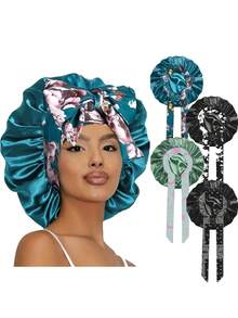 1pc Women's Bohemian Design Satin Ribbon Tie Bonnet, Fashionable Sleeping Cap, Comfortable, Breathable, And Non-Slip For Home And Daily Wear, Suitable For Hair Styling And Hair Care (Random Print Pattern)