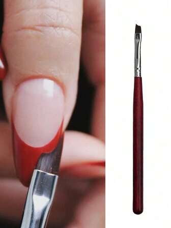 1Pc French Manicure/Tie Dye Nail Art Brush, Oblique Tip Nail Art Pen, Floral Painting Brush, French Curved Manicure Brush, French Tips Oblique Nail Brush Red Handle Half Moon Shape UV Gel Nail Painting Drawing Pen Manicure DIY Design Tools, Nail Pen Wooden Rod Round Head Phototherapy Pen Scanning Pen French Crescent Shaped Pen,French Tip Nail Brushes Oblique Head Nail Brushes Moon Shape French Brush French Manicure Brush Drawing Brush