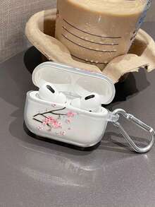 Transparent Cherry Blossom Protective Case Compatible With Apple 2/1, Soft Silicone Full Body Anti-Drop Cover For AirPods Pro 2/3/4 - Red - View 4