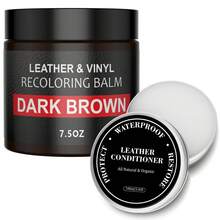 Leather Recoloring Balm With 100ML Leather Conditioner, Dark Brown Leather Repair Kit For Furniture, Leather Dye, Leather Scratch Repair, Leather Couch Paint - Dark Brown - View 1