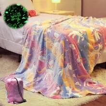 A Flannel Luminous Blanket With Cosmic Elements, A Children's Cover Blanket. It Uses High-Quality Flannel Fabric, Which Is Soft And Skin-Friendly, And Is More Suitable For Children To Use, As If They Are In The Vast Universe, And The Romance Of The Night Begins From This Moment. - Multicolor - View 4