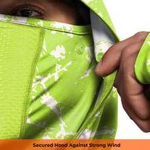 RODEEL Sun Hoodie Shirts W/ UV Detection Mask Neck Gaiter Thumbhole Men UPF 50+ Sun Protection Long Sleeve Lightweight Quick Dry Moisture Wicking Breathable Cooling Athletic Activewear For Outdoor Fishing Roofing Construction, Holiday Gift - Màu xanh huỳnh quang - Xem 8