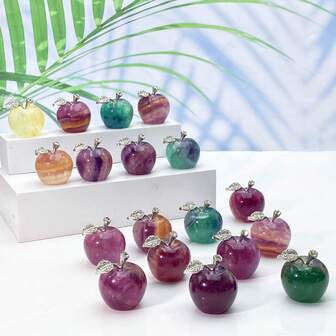 1PC High Quality Fluorite Apple Decoration,Natural Crystal Carving,Gemstone Jewelry,Glitter, Healing Crystal, Birthday Gift,Women Gift, Girlfriend Gift,Halloween Gift, Christmas Gift,Home Decoration,Party Decoration,Scene Decoration,Desktop Decoration,Crystal Ornaments,Table Decoration.