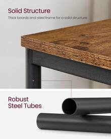 Sofa Side Table, 3-Tier End Table, Bedside Table With Steel Frame, For Living Room, Bedroom, Home Office, Industrial Style, Rustic Brown And Classic Black - Chocolate Brown - View 4