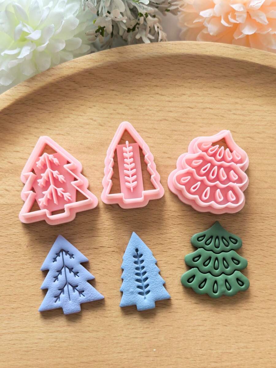 Christmas Tree Series Polymer Clay Cutter - Holiday Party Kit For Jewelry Making, Plastic, Festive Crafting Supplies, Christmas Decorations, Christmas Cookie Cutter, Gingerbread Cutter, Gingerbread Mold, Cookie Cutter, Christmas Craft Supplies, Christmas
