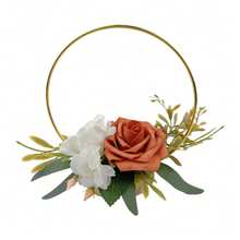 1件韩式婚礼金属花环，玫瑰人造花束，桌面装饰花环 - 彩色 - 查看 5