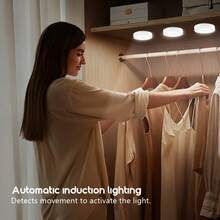 AMILL 6-Pack 8LED USB Rechargeable Motion Sensor Night Light, Magnetic Adhesive Wall Lamp, White/Warm White, For Stairs, Closet, Bedroom, Bedside, Shoe Cabinet Lighting, 36V LED, 250mAh Battery, Home Use - White - View 10