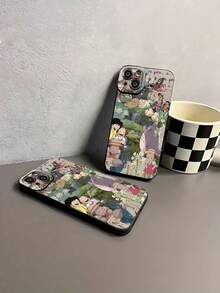 Funda para teléfono con diseño de  y sus amigos en un paisaje natural. Compatible con teléfonos ,  17,  16 Pro Max,  15 Pro Max,  13 y  12. Fabricada en TPU para una protección eficaz contra golpes y caídas. Un regalo perfecto para familiares, amigos, amantes de la naturaleza y fans de la animación. - Negro - Ver 7
