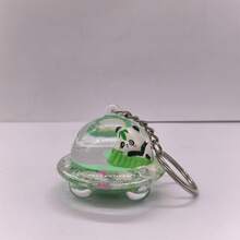 Acrylic Spaceship & Panda Keychain, Opaque Milk Tea Color Liquid, Cute Shiny Bag Charm Keyring, Holiday Gift For Friends, Innovative Car Key Chain Accessory, Available In Multiple Colors - Spaceship - View 7