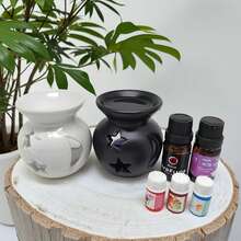 Ceramic 2-Star One-Hole Aroma Essential Oil Burner, Suitable As Gift - Multicolor - View 1
