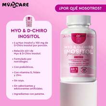 Myo Inositol & D-chiro Cápsulas | Mezcla ideal 40:1 | Duración 45 días | MVPCARE con ácido fólico + vitamina D3 + zinc, suplemento dietético en polvo para mujeres  | Equilibrio hormonal y apoyo ovárico saludable para mujeres|120 comprimidos - Otros - Ver 7