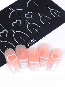 1pc Heart French Line Nail Art Stamping Plate, Hollow Heart Valentine's Day Y2K Style Sliver Printing Template Nail Art Accessory Tool Nail Salon DIY Nail Supply