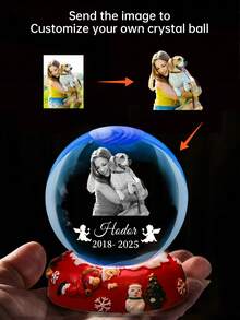 1pc Personalized 3D Crystal Ball, Laser Engraved 3D Holographic Photo Inside, Customizable Photo Crystal Ball Night Light (Suitable For Birthday, Wedding, Anniversary, Mother's Day, Valentine's Day, Christmas, Personalization, Family Gathering, Friends, Colleagues, Etc.) - B-8x6x6cm - View 8