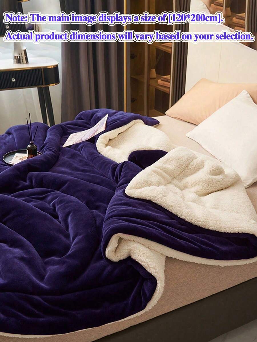 1 件深紫色牛奶丝绒羔羊毛柔软舒适毛毯，适用于卧室和客房，可机洗，温暖温和 - 紫色 - 查看 1